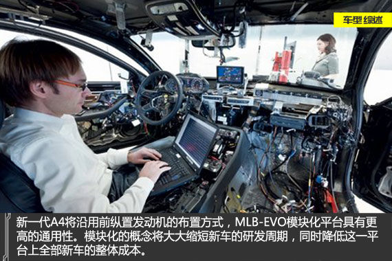 新一代A4将沿用前纵置发动机的布置方式,其采用的MLB Evo模块化平台具有更高的通用性 新一代A4将沿用前纵置发动机的布置方式,其采用的MLB Evo模块化平台具有更高的通用性